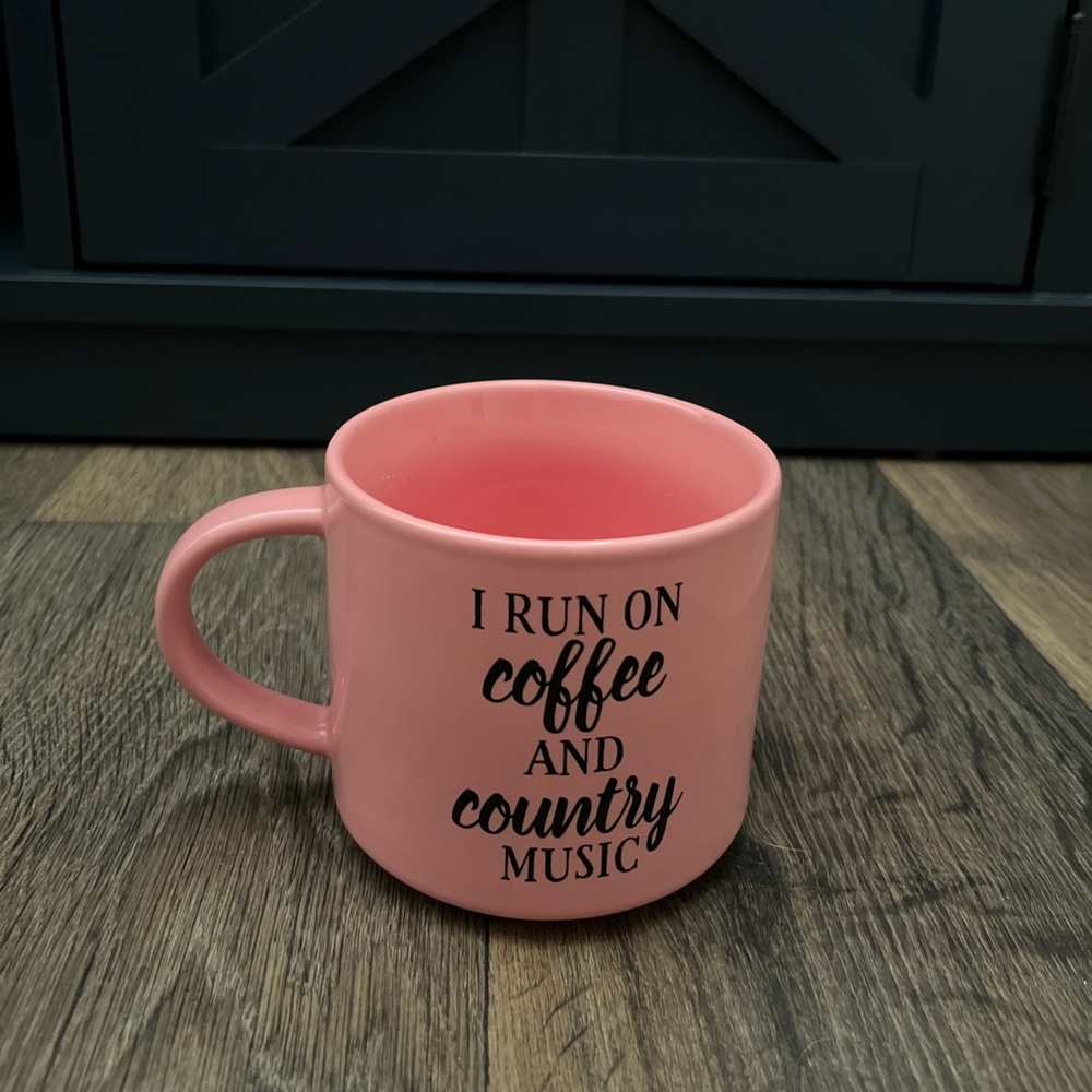 I Run On Coffee And Country Music Pink Black Coffee Tea Mug Cup